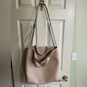 Jules Kae vegan Leather handbag, pinkish/tan color with braided handles